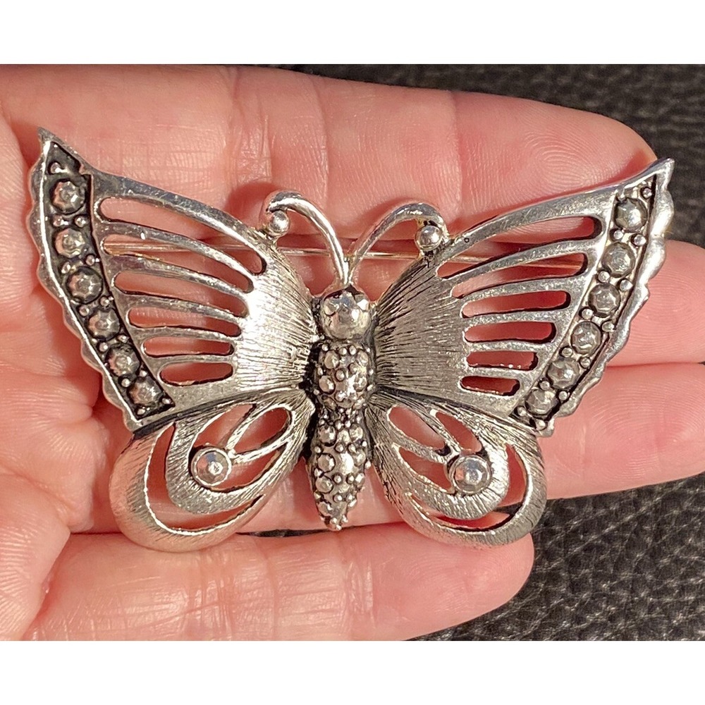 Vintage Rare Art Deco Butterfly Silver Tone Large  Elegant Summer Night Estate